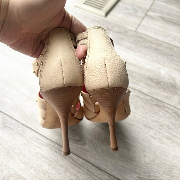 BCBGMaxAzria Ivory Leather Gladiator Studded Full Leather Open Toe Pumps - Picture 12 of 16